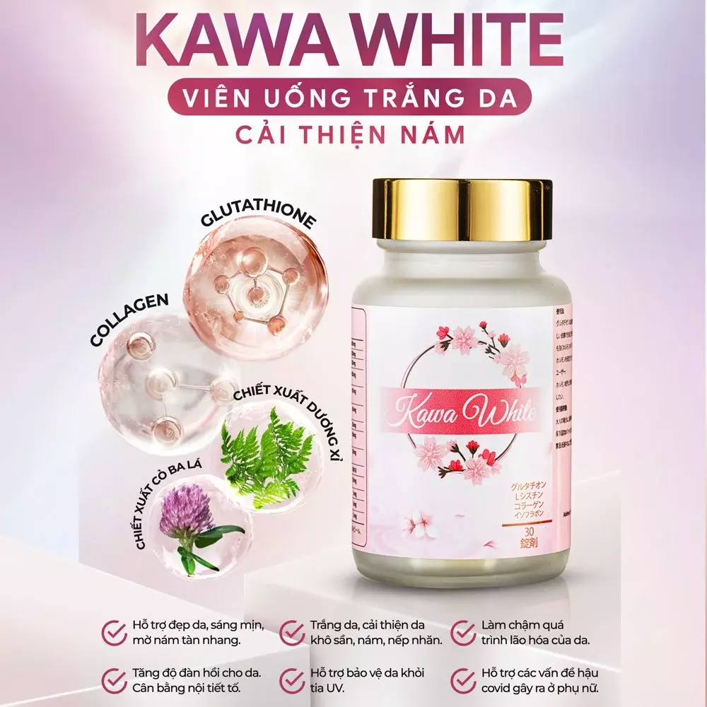 mt1 - Viên Uống Kawa White Hỗ Trợ Làm Đẹp Da, Tăng Độ Đàn Hồi Cho Da