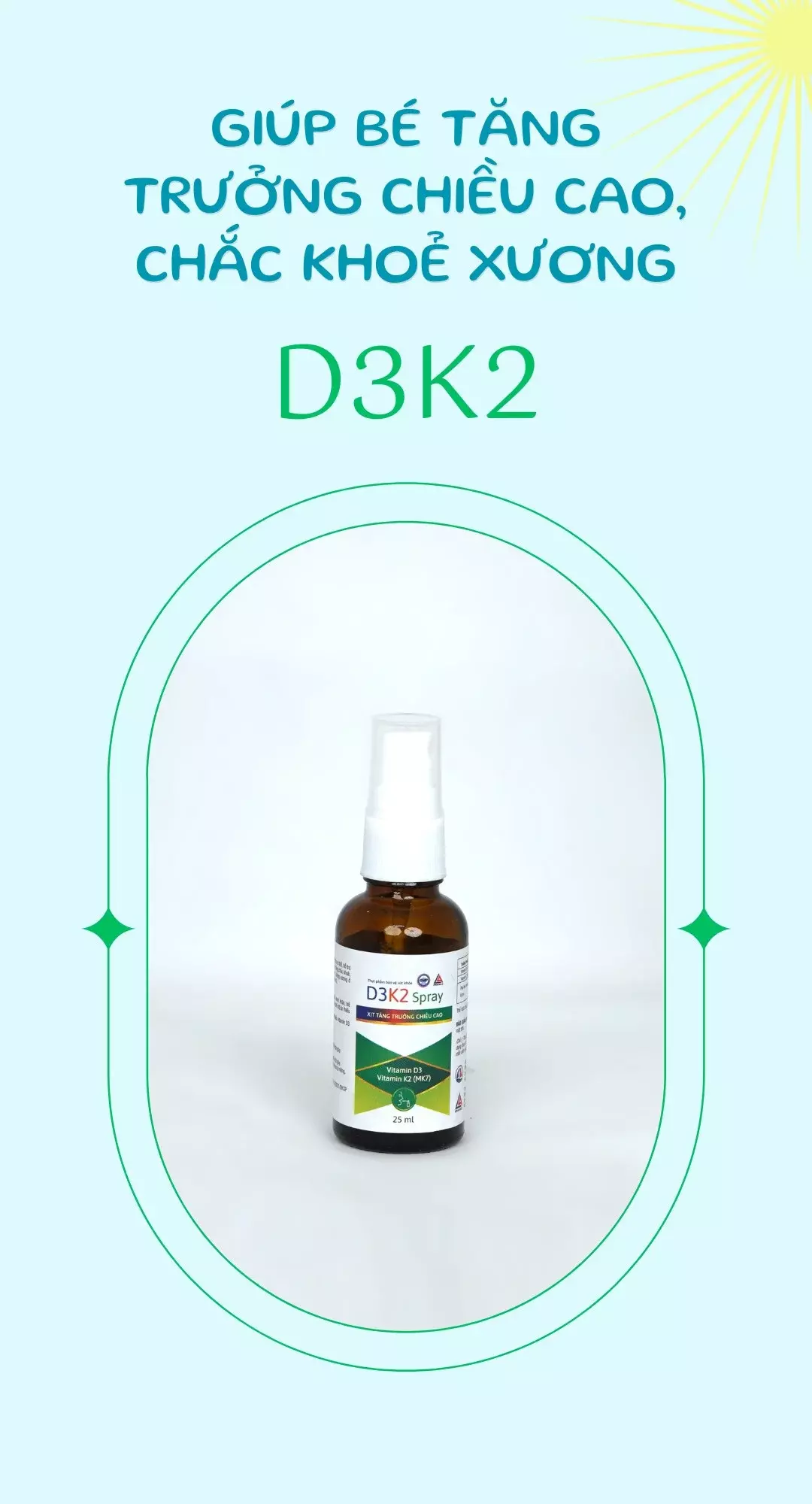 mt1. D3K2 Spray Xịt Tăng Trưởng Chiều Cao Cho Trẻ Nhỏ